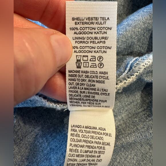 Lucky Brand Womens Medium Long Sleeve 100% Cotton Raw Hem Denim Shirt - Picture 5 of 7